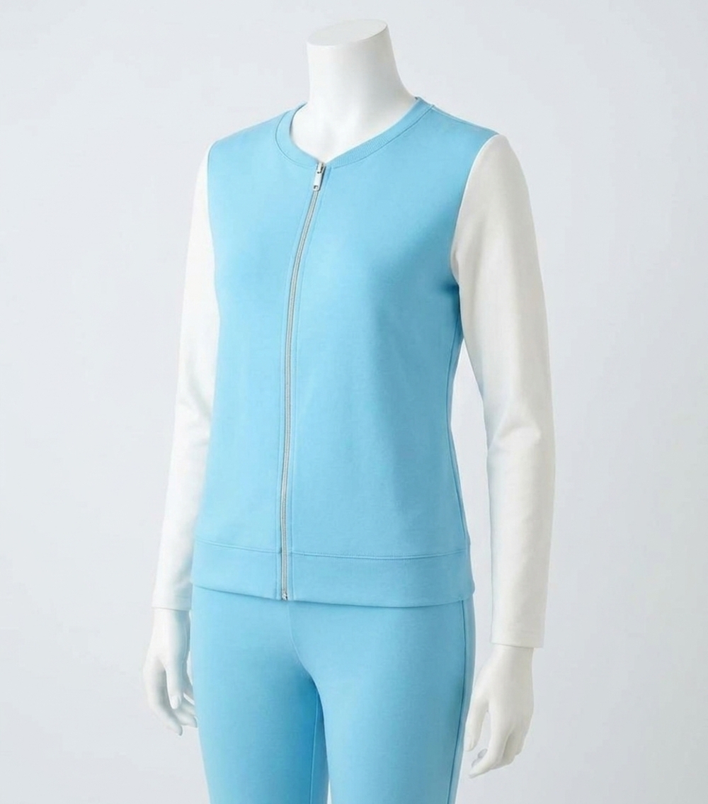 NEW FRENCH KYSS zip bomber jacket in mist/white